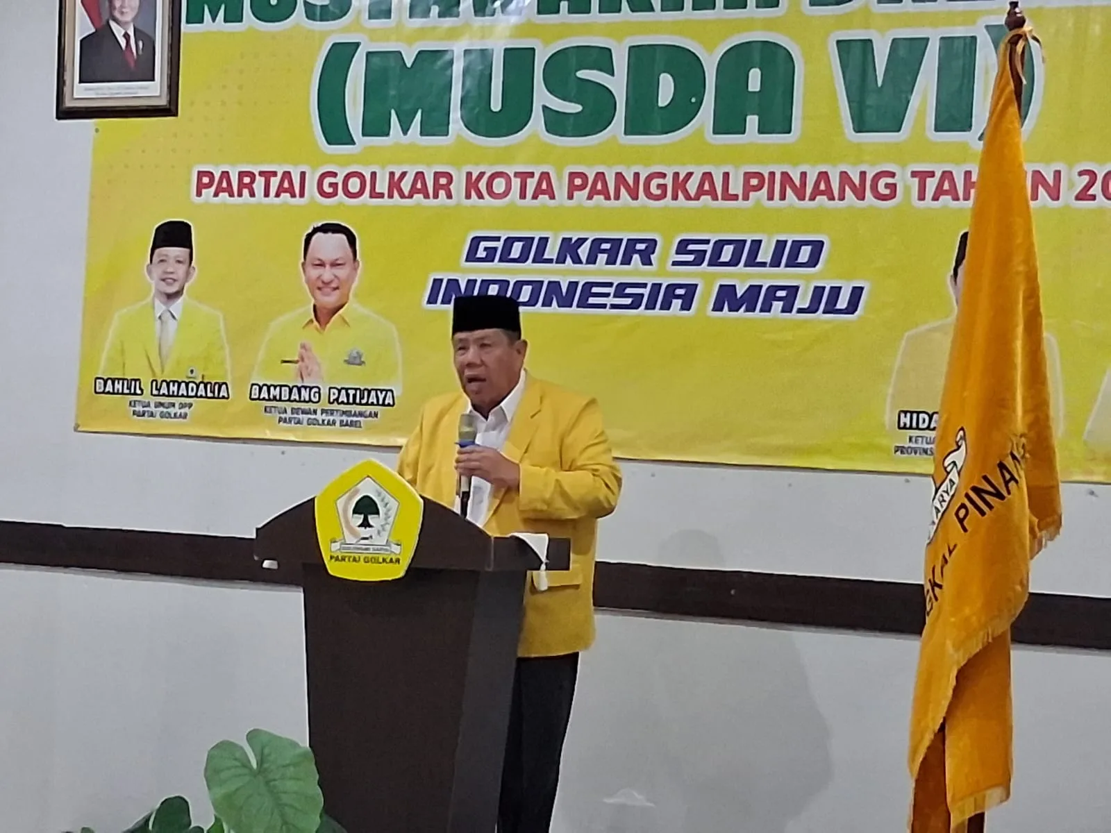Hidayat Arsani saat menyampaikan di Musda Golkar Pangkalpinang 2026 (Foto: AW/Berita-Fakta)
